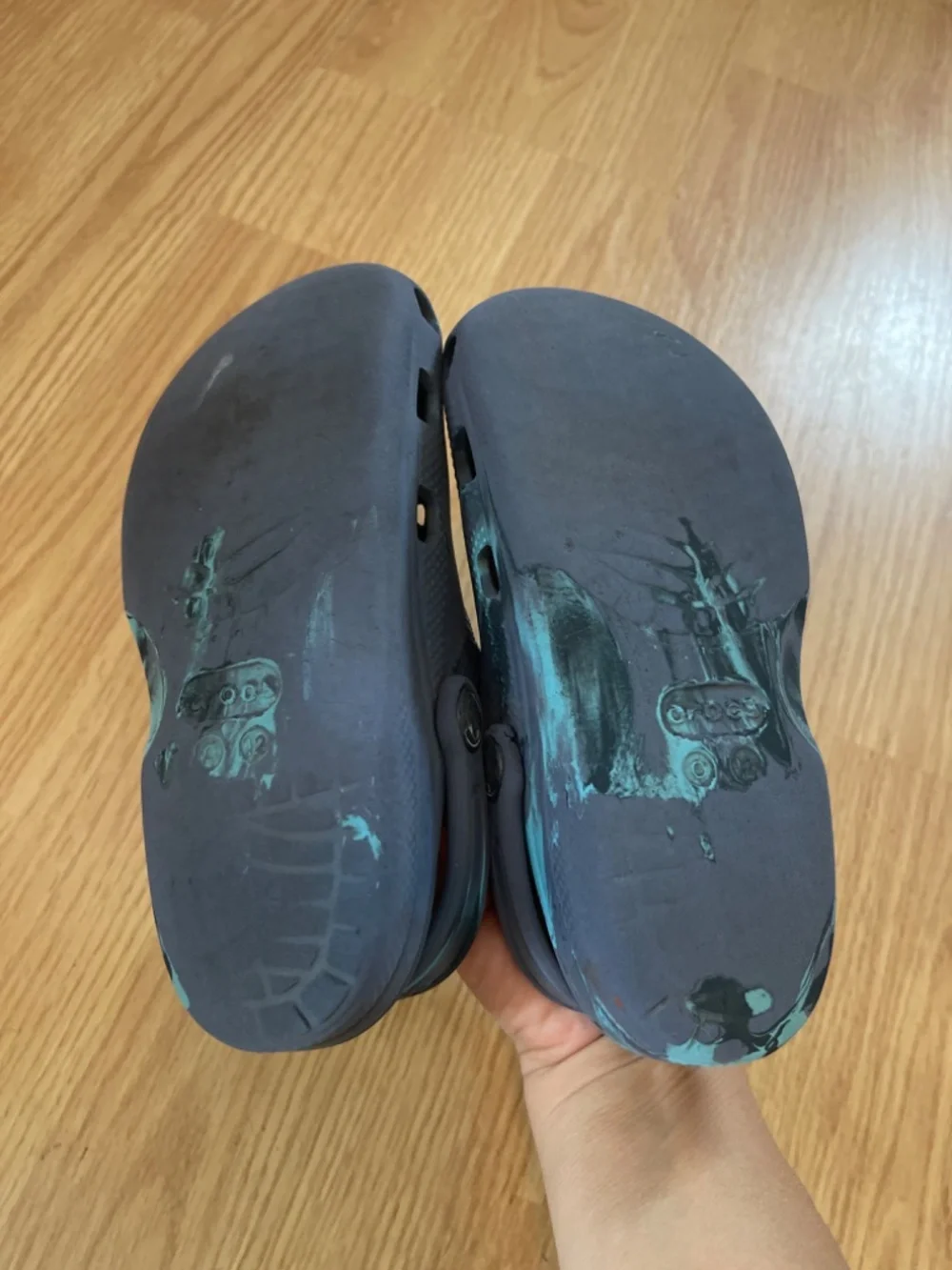 Crocs Toddler Boys Size 12 Blue & Black Bundle of Two Slip On Sandals
